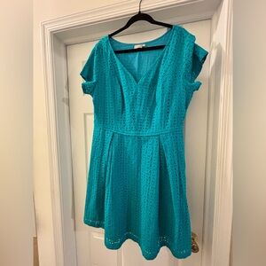 EShakti Turquoise Eyelet Short Sleeve Dress Size 2x